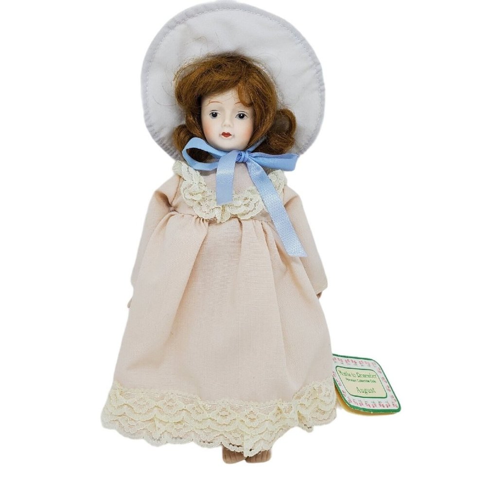 Months to Remember Doll Porcelain Collectible Red Hair August Russ 7.5"h Vintage